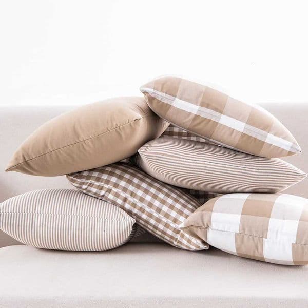 LEEJO Beige Plaid Striped low Covers Decorative low Cases Decor He Sofa Cushion Cover 30x50cm/45x45cm J260612