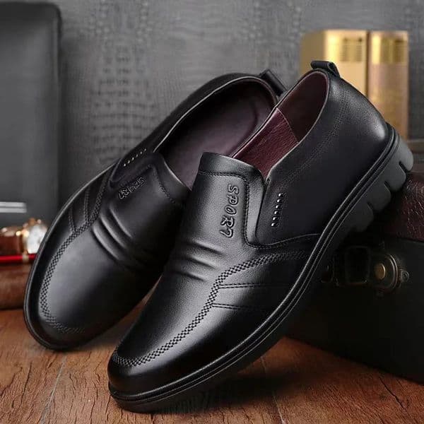 Mens leather shoes black Soft bottom anti slip and breath mens Business dress casual Zapatos y light flat 260611