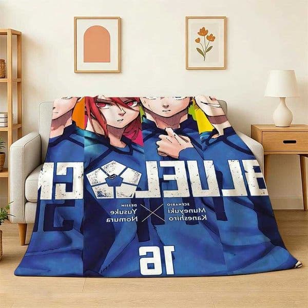 comics ic Blue Lock Throw 240g Flannel Blanket Lightweight Soft Skin-friendly Summer Thin Throw Blanket D260612