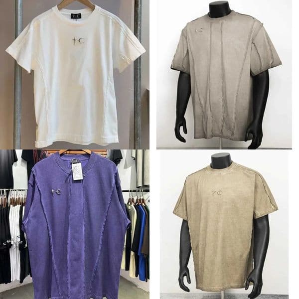Men's T Shirts Stock New Thug Club Tshirts Middle Metal Star Moon Cut SplicStitchTops Men Women Vinatge Washed Cotton Short Sleeve J251119 57