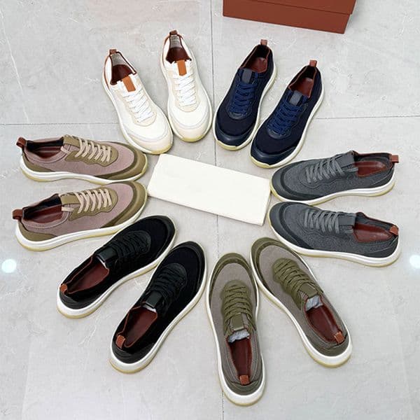 Designer Walk Sneaker Men Luxury Casual Shoes Fabric Leather Trim Trainers Patchwork Cushion Sole Sports Shoes Comfortable 1130