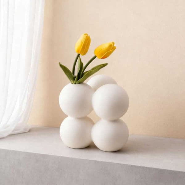 Modern Nordic Ceramic White Vase Ins Style Simple Flower Arrangement Creative Desktop Decoration L260606