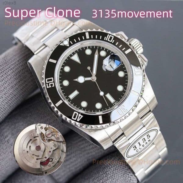 CLEAN 40mm Superclone 3135 Automatic Designer Mens Watch With Box nical Ceramic bezel Stainless Steel Luminous Waterproof Diving High Quality clean Factory VSF