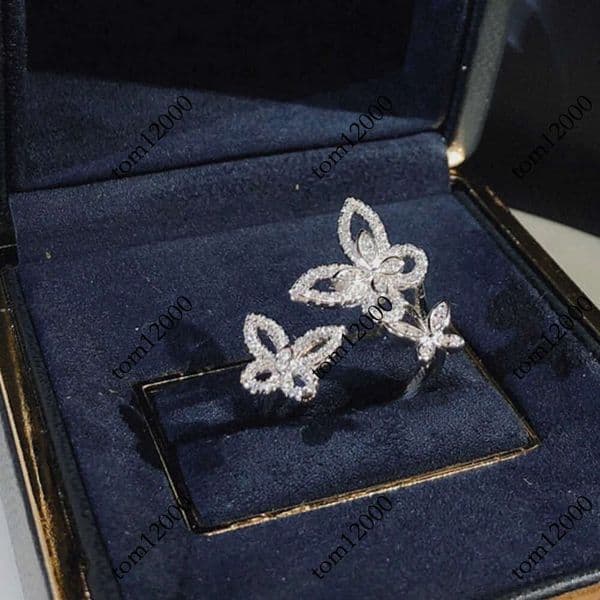 Temperament Grace Hollow Out Butterfly Ring AAA Zircon S925 Sterling Silver Fashionable Luxurious Brand Jewelry Marry Gorgeous