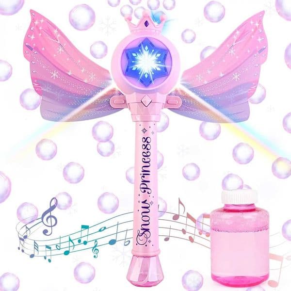 Childrens bubble machine glowing princess bubble stick with music and detachable wings outdoor indoor garden party toy L2606128TBO