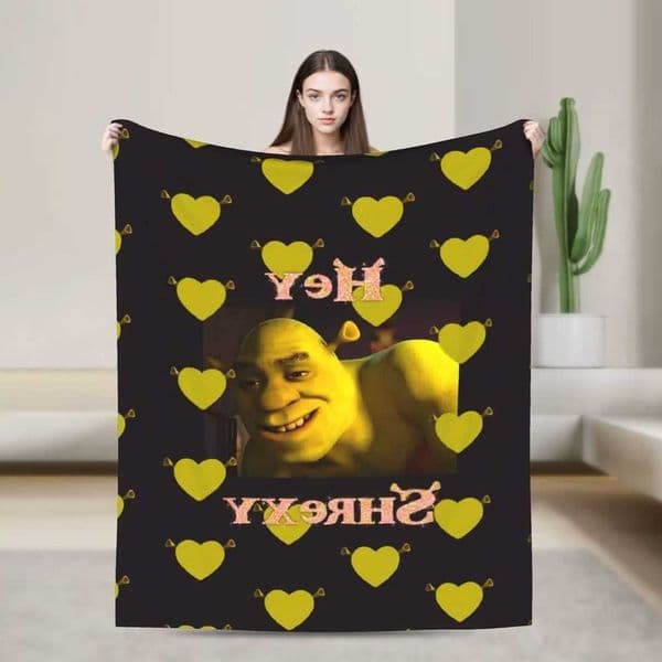 Shrexy Hey S-Shreks Meme Blanket Fleece Vintage Soft Throw Blankets for Bedspread Winter D260612