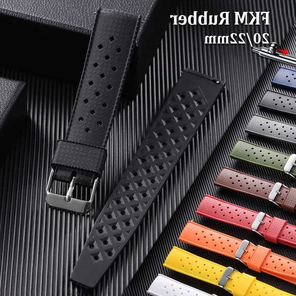 Premium Tropical FKM Rubber Straps 20mm 22mm Quick Release Fit Flat End band Soft Sile Wristband for Seiko for Omega Q260612