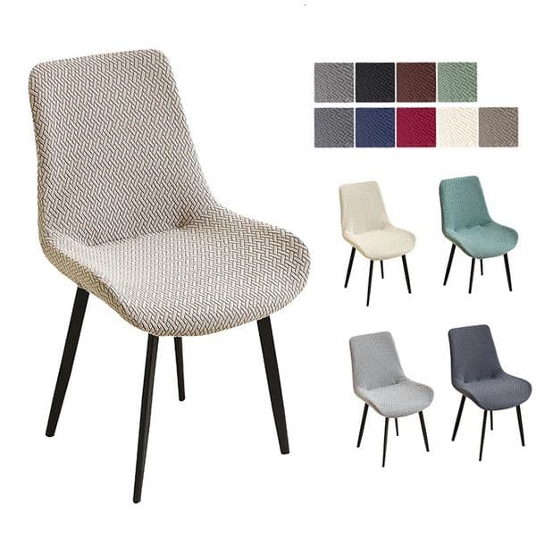 14pcs Jacquard Curved Chair Covers Stretch Dining Slipcover Solid Color Armless Seat Case for el Office Banquet 260612