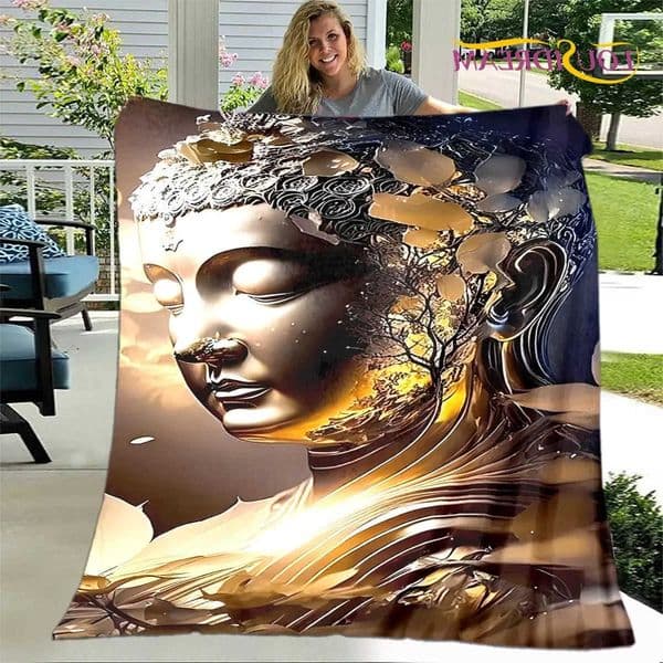 Inspired Meditation Throw Blanket Peaceful Zen Design Soft Cozy Fabric for Living Room Bed Sofa Home Decor Mindfulness D260612