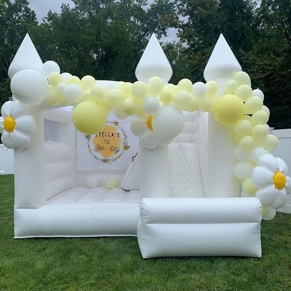 White Bounce House with slide Wedding Inflatable jumping Bouncer Bouncy Castle Air Bouncer Combo For Kids Adults Party included blower