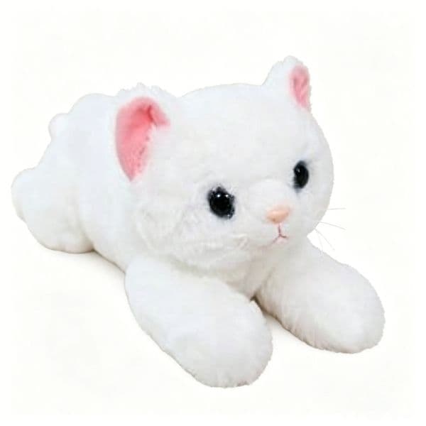 2026 New 5070Cm Lying White Cat Plush Toys Sleeping Animal Stuffed Cartoon Plushie Pillow Cushion Peluche Birthday Gift 251014 003 Toys