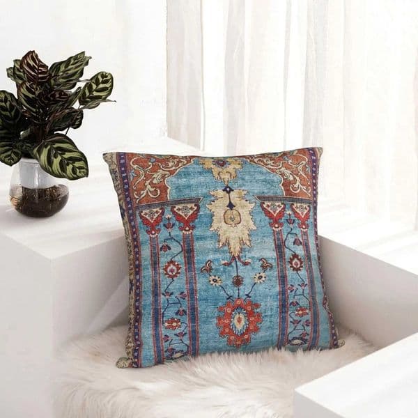 1pc Blue Persian Arch Floral Cushion Cover Bohen Kilim Print Throw low Case Ethnic He Decor for Sofa Bedro J260612
