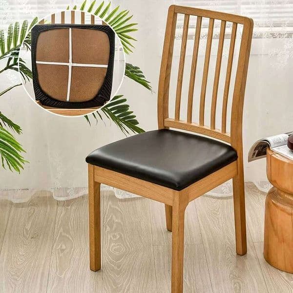 Waterproof PU For Kitchen Leather Dining Room Chair Seat Cushion Cover Solid Color