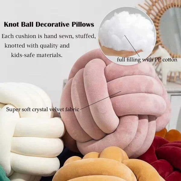 Art Decor Knot Ball Throw low Handmade Soft Velvet Big Cushion Modern Cozy Decorative Christmas Cushion for He Sofa White J260612