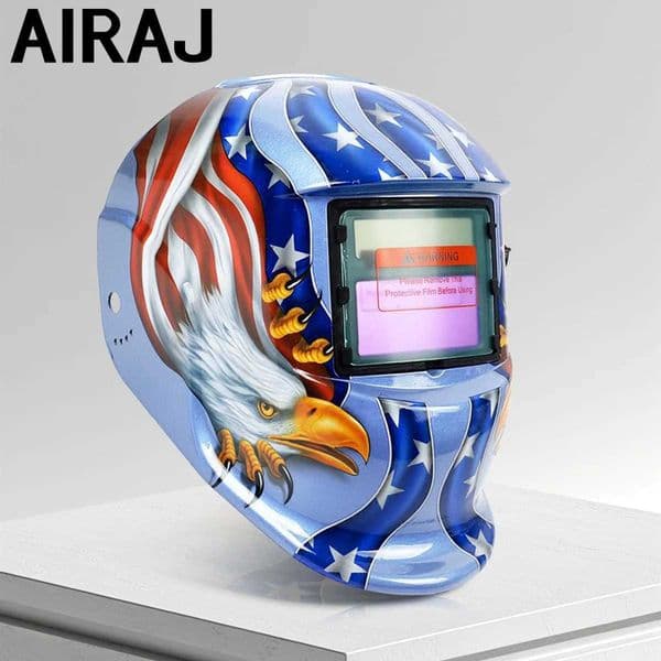 Welding Helmet AIRAJ Auto Darkening Welding Mask For TIG MIG ARC Welder Machine Large View True Color DIN9-13 9342MM Vision L260610