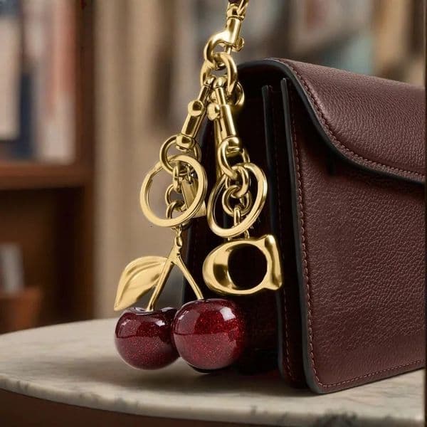 Luxury Cherry Keychain designer keychain accessories bag cherry charm chain designer keychain jewelry handbags womens exquisite charm keyring