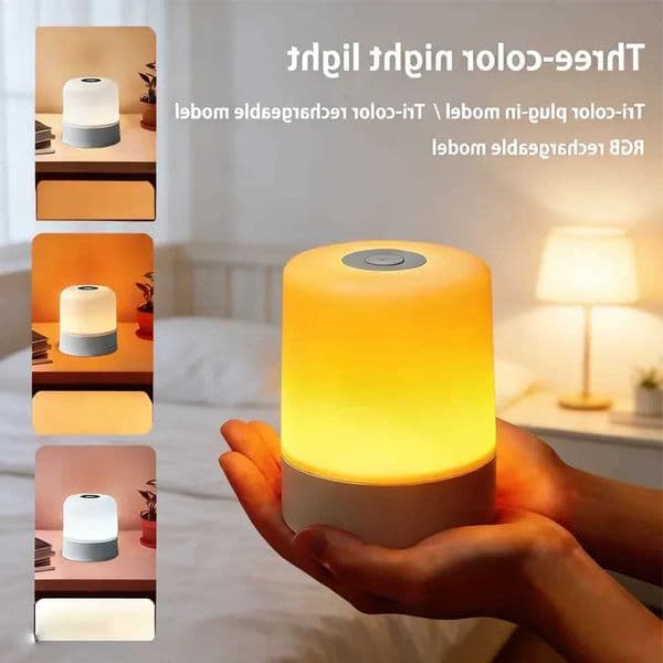 Rechargeable/Plug-in LED Night Light Dimmable Desktop Bedroom Bedside Lighting Decorative Touchscreen Reading RGB Desk Lamp M260612