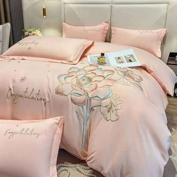 New Class a High Precision Brushed Embroidery Four-Piece Set Pure Cotton Bed Sheet Duvet Cover 26Y0612