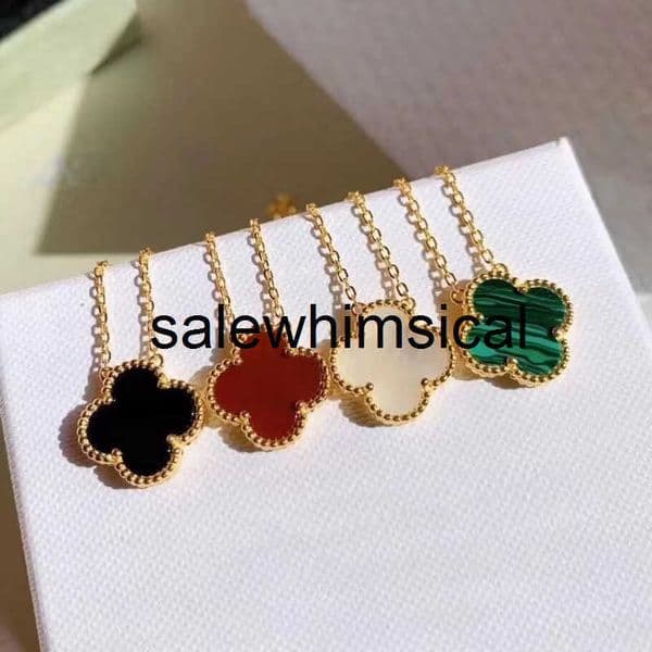 Designer Necklace S925 Silver Lucky Four-leaf Clover Necklace for Women Light Luxury Exquisite Agate Malachite Flower Pendant Valentines Day Gift TBJC