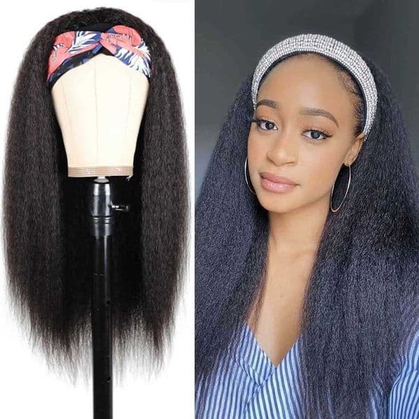 Yaki straight hair ice silk headband wig L260612