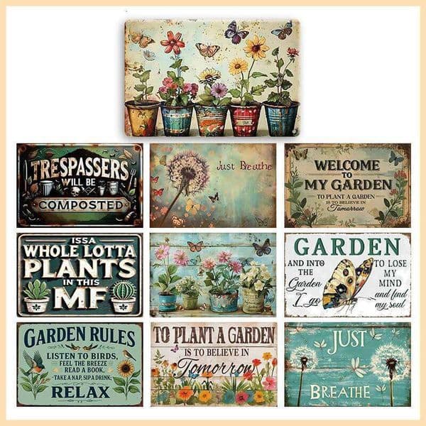 Funny Flower Garden Metal Tin Sign, Retro Rustic Kitchen Wall Art Decor, Decoration Home Cafe Bar Accessories Perfect Gift 26L0613