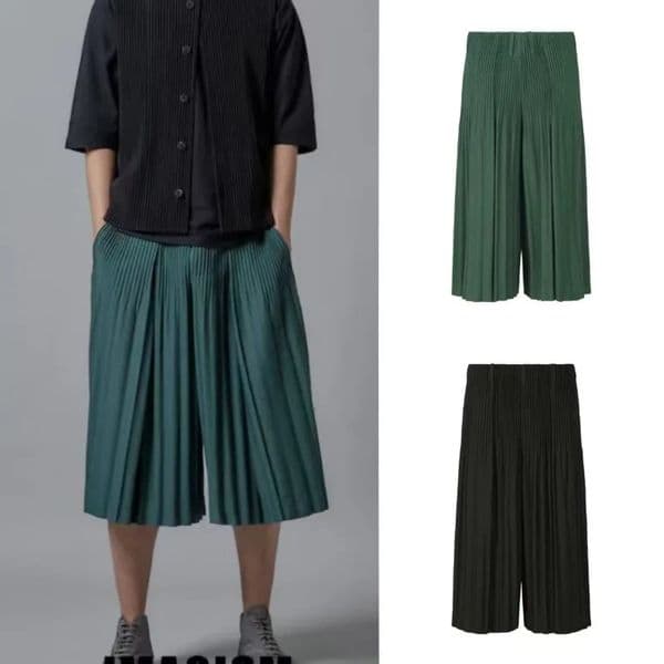 Miyake Pleated Seven Pants Men Fall Japanese Senior Sense of Comfort Pleated Casual Loose Seven Umbrella Pants Men 260612