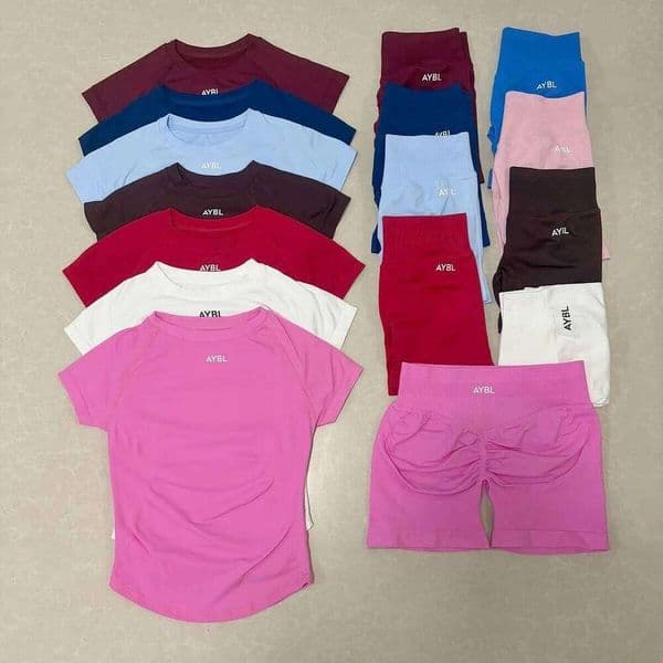 2 Pieces Sets Short Sleeve Sculpt T Shirt Seamless Yoga Top Fitness Set Women Workout Running Sports Shorts Gym Suit W260613