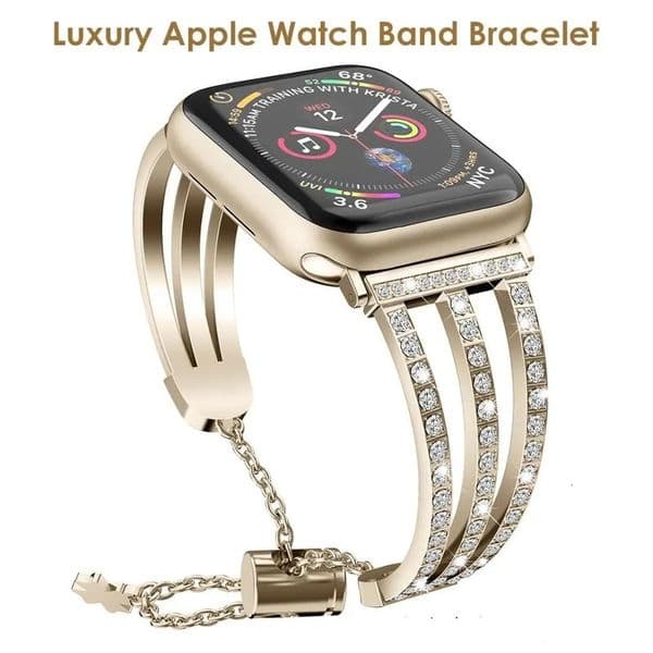 Replacement Watch Band Luxury Bling Bracelet For Apple Ultra Soft Strap Universal Wristband 49Mm Se 41Mm 45Mm Fashion Stainless Steel Cuff Jewelry Watchband 2