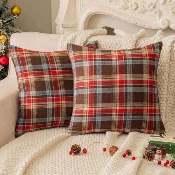 202 Pack perfume Of 2 Christmas Plaid Decorative Throw Pillow Covers Scottish Tartan Cushion Case For Farmhouse Decoration cologne Free Shipping Pillow Case 25