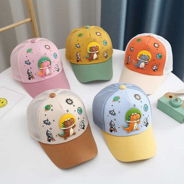 Kids Mesh Duckbill Hat Summer Boys Girls Thin Breathable Sunshade Baseball Hats Cute Dinosaur Children Peaked Cap Baby Visors M260613