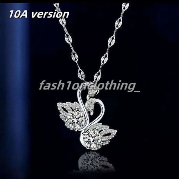 Platinum Double swansea Necklace Luxury swarwoski Pendant Women's Collarbone Chain Girlfriend Gift 9dd