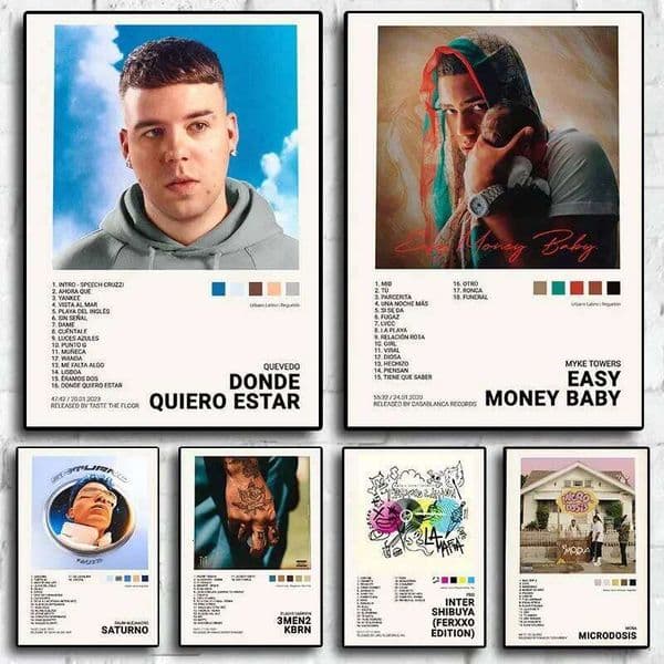 Nordic Rapper Quevedo Poster Aesthetics Mora Feid Eladio Carrion Rauw AlejanDro Music Album Canvas Print Wall Art Room Decor J260613