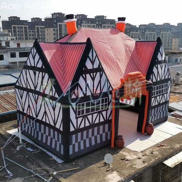 Custom Giant Feature Inflatable Bar Tent Door Head and Wine Barrel Front Door Commercial Rental Castle House for Party or Advertising Events