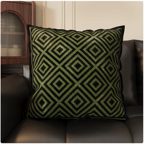 Vintage Retro Green Lumbar Cushion, MCM Mid-Century Modern Throw Pillow for Sofa Couch Bed Car Seat Backrest Home Decor