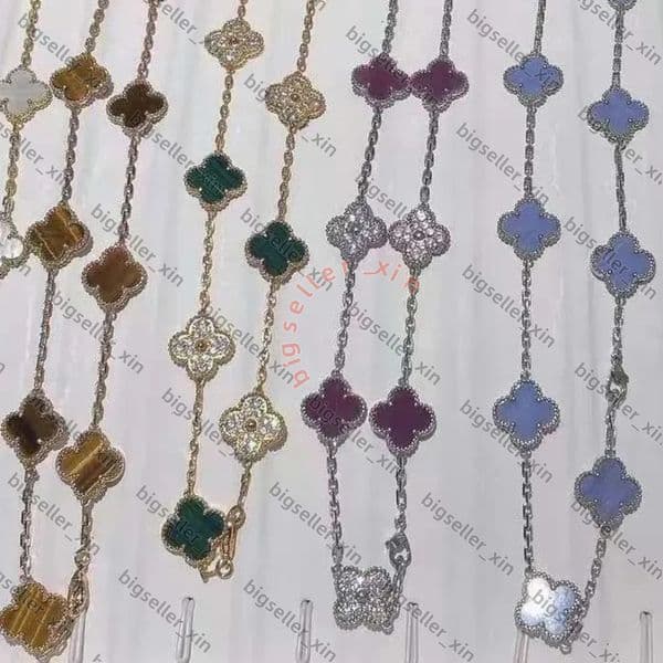 Exquisite Four van cleafs Clover Hot Stamping Necklace Luxury Jewelry van cleafs necklace Classic Lucky 10 Flower Necklace Mother's Day Engagement Jewelry 365