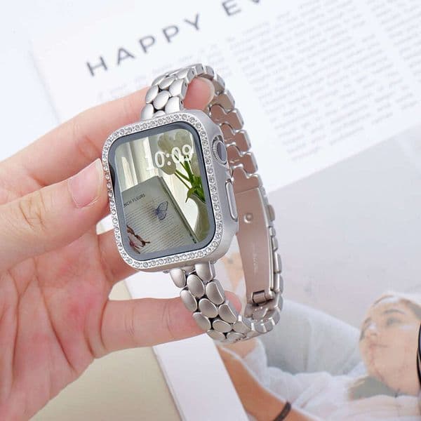 Suitable for Apple Watch Oval Three Beads Stainless Steel iWatch 9/10/11 Band