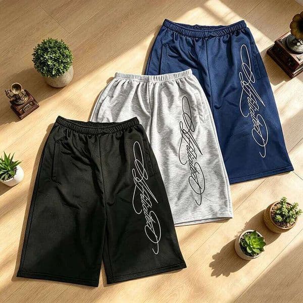 Men's Summer Street Style Retro Hip-Hop Letter Embroidered Loose Casual Shorts with Zipper Pocket W260613