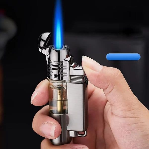 Mini Windproof Jet Torch Lighter, Refillable Zinc Alloy Butane Lighter for Cigar Moxibustion BBQ Incense, Portable High Temperature Blow Torch Wholesale(NO GAS)