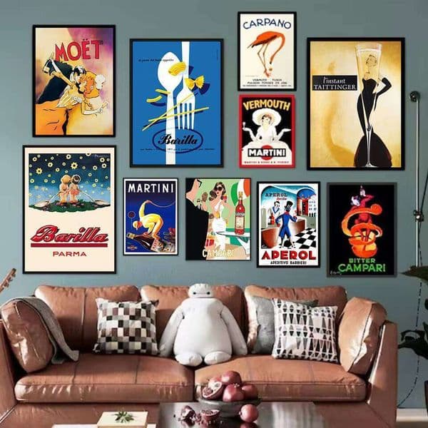 Retro Italian Food&Drink Barilla Pasta Carpano Vermuth Aperol Liqueur Poster Canvas Painting Wall Art Pictures Home Bar Decor J260613
