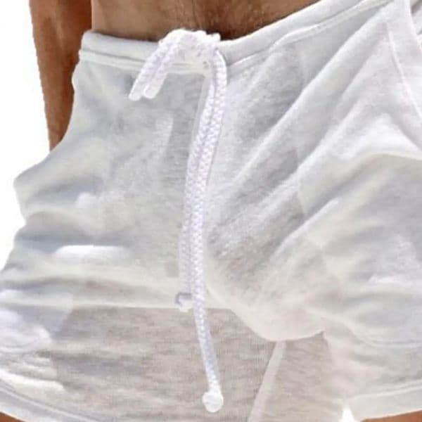 Drawstring Sexy Mens Swimwear White Swim Boxer Briefs Bikini Brazilian Cut Surf Trunks Swimsuits Underwear Beach Sports Shorts 260613