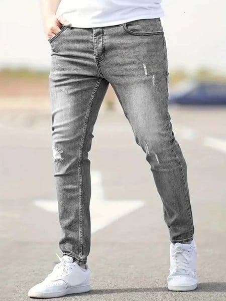 Mens Jeans Stretch Slim Fit Trousers Streetwear Classical Casual Pants Skinny Zipper Denim Designer Clothes Black Blue T260410