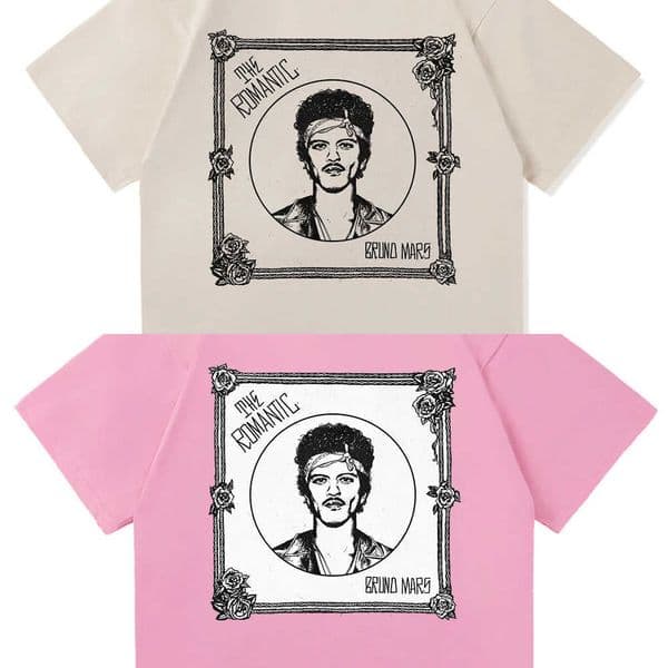 Bruno Mars Tee The Romantic Shirt 2026 New Album Retro Men/women Clothing Harajuku Tops Cotton TShirts Vintage L260610