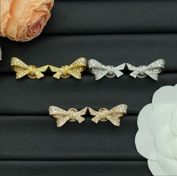 2025 20 styles to choose from, high-quality popular jewelry luxury accessories, new three color metal bow earrings