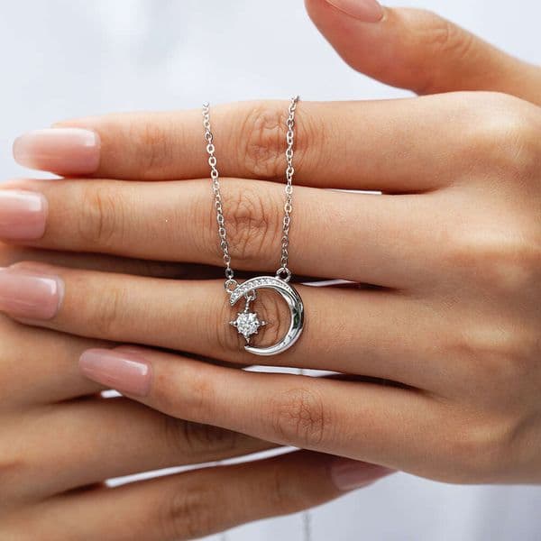 S925 Silver Simple Moissanite Star and Moon Collarbone Chain High-end Design Women's Necklace Light Luxury Versatile INS Style