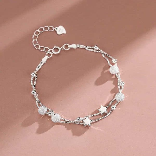 Sterling Silver Beautiful Stars 925 Bracelets For Women Korean Fashion Designer Adjustable Bead Luxury Jewelry M260613