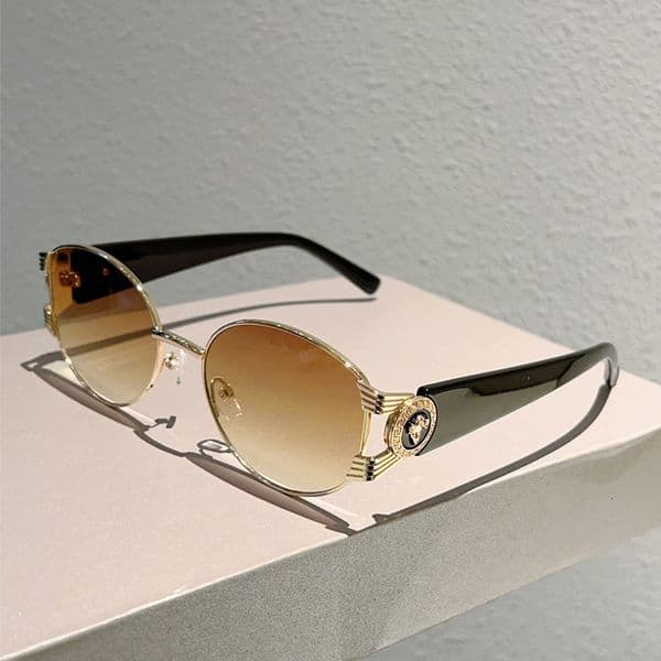 High quality 2026 Retro Fashion Oval Women, European and American Ins Trendy Street Style, Metal Frame Sunglasses for Men