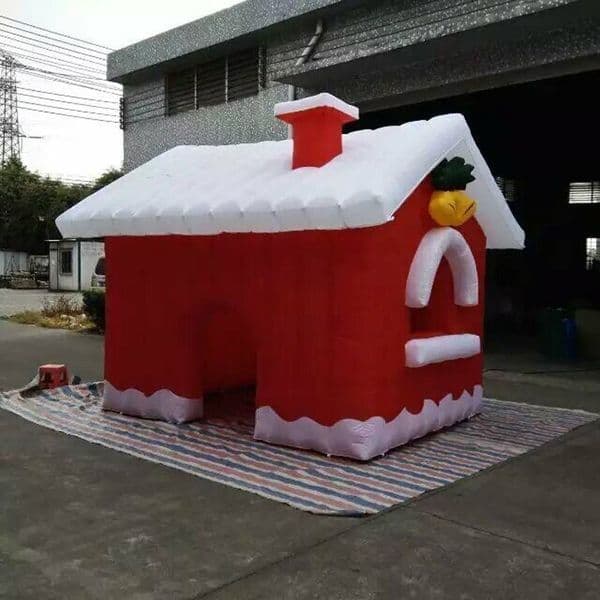 Free delivery Pretty Outdoor Inflatable Christmas House Red Xmas Cabin Santa Grotto Square Tent For Holiday Decoration