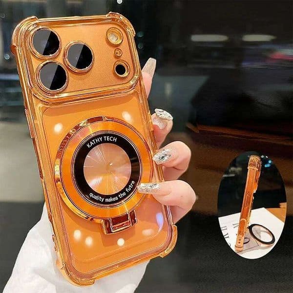 Luxury Magnetic Stand Wireless Charging Plating Phone Case For iPhone 17 15 14 13 12 11 Pro Max 16 Plus Air Cover 26L0613