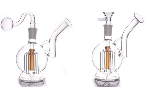 Mini Colorful Glass Bong hookah 6 Arm Tree Percolator water tobacco bongs Pipe recycler Mobius Matrix sidecar ash catcher with 14mm male smoking oil banger bowl