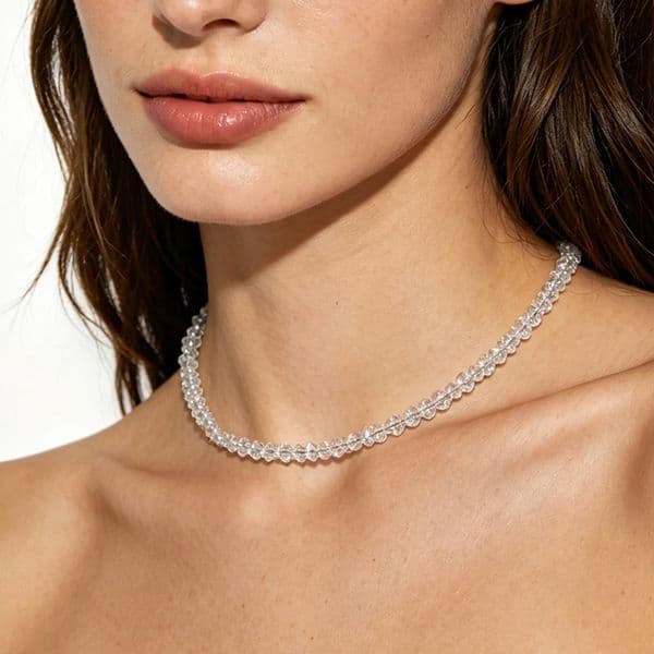 ins light luxury multi-faceted high-end glass crystal beaded necklace, simple and stylish handmade choker